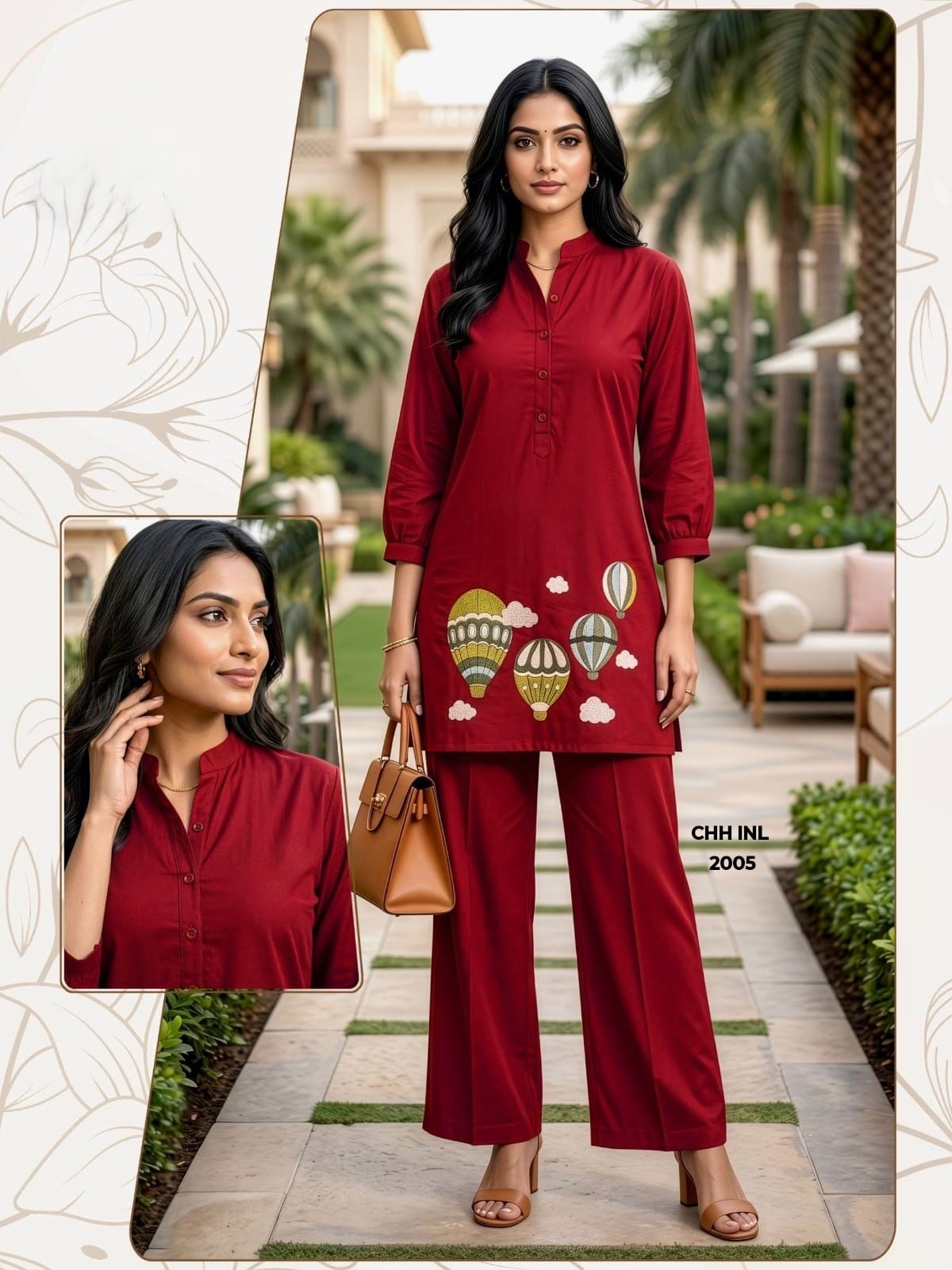 Teal Green Printed Kurti Set with Palazzo – Teal Green & White
